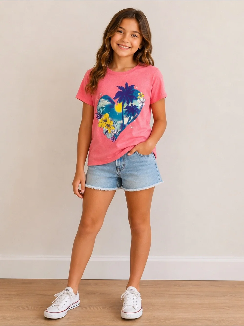 The Children's Place Pink Tropical Heart Tee